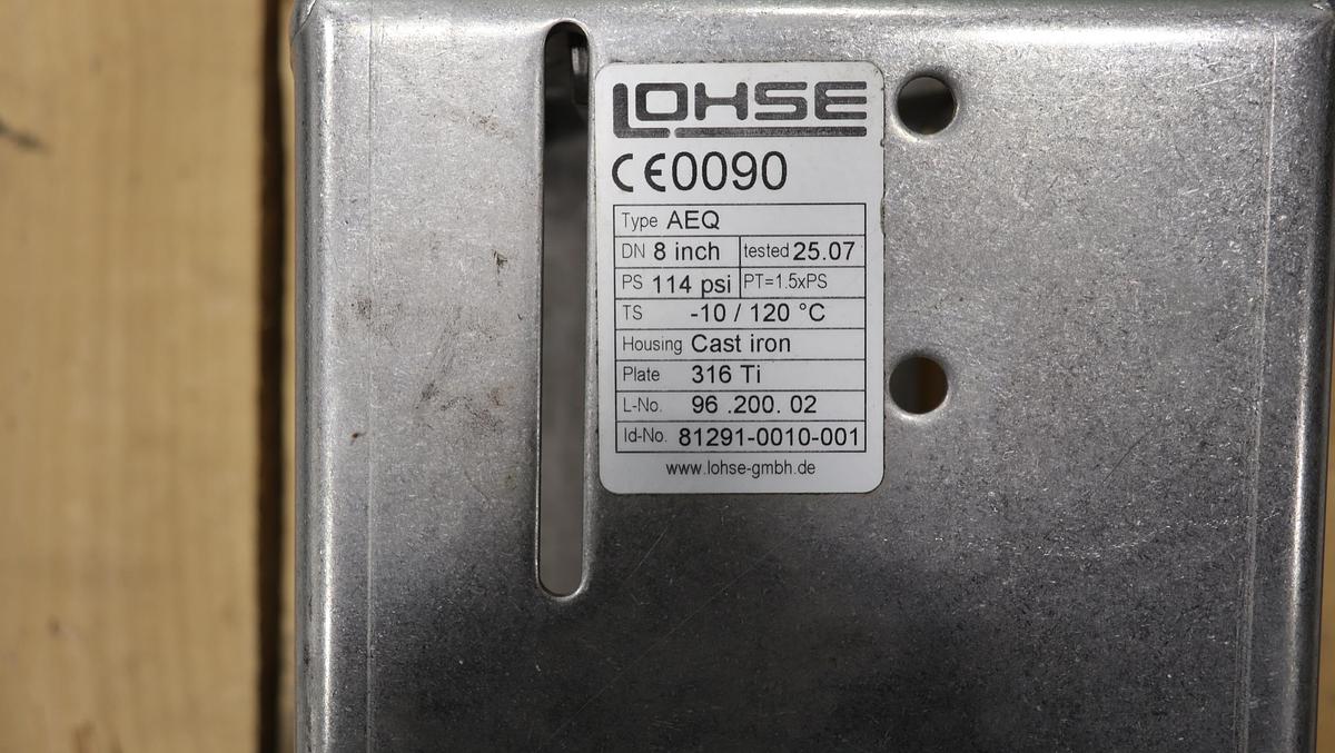 Used Voith/Lohse AEQ-200 8" Through Gate Valve Body #47221