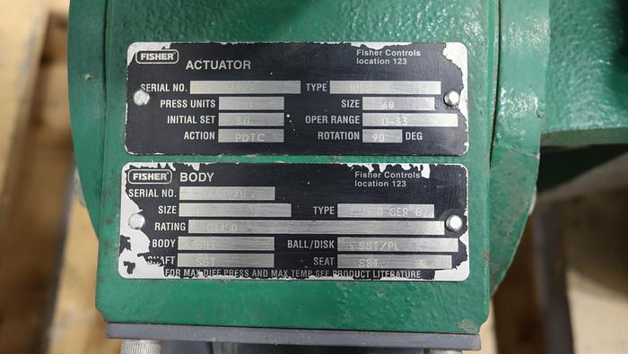 Used Fisher 8" V150 Series B Air Operated Vee Ball Valve #46415