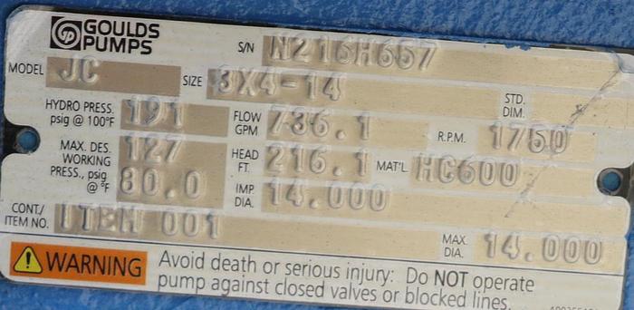 Unused Gould's JC 3x4x14 Pump #45810