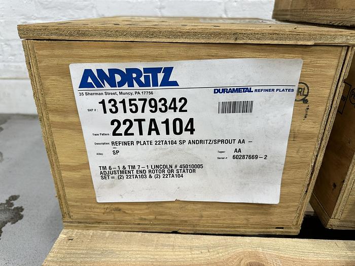 Unused Andritz/Sprout Bauer 22" Refiner Plate Set #45421