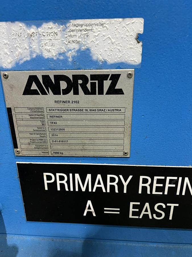 Used Andritz 42-TF-III 42" Twin Flow Refiner #46467