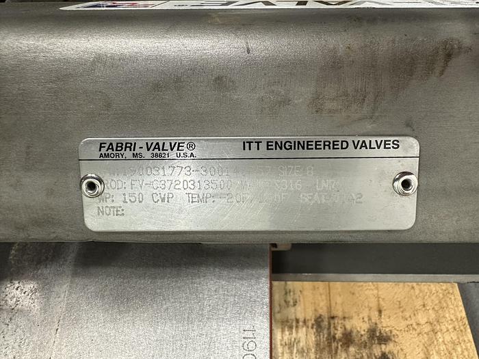 Used Fabri-Valve 8" Hand Operated Knife Gate Valve #46318