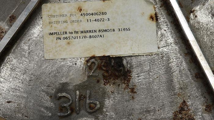 Used Warren 8SMO18 18" Diameter 9-Vane Impeller #46204