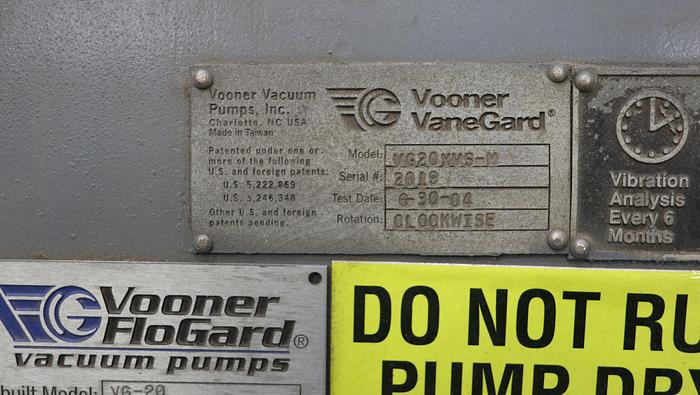 Unused Vooner VG-20 XVS-M Vacuum Pump #45056