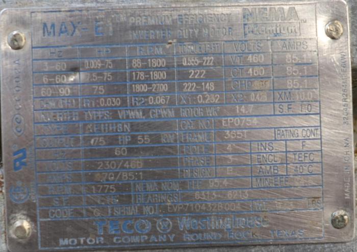 Used TECO AEHH8N A/C Motor #45854