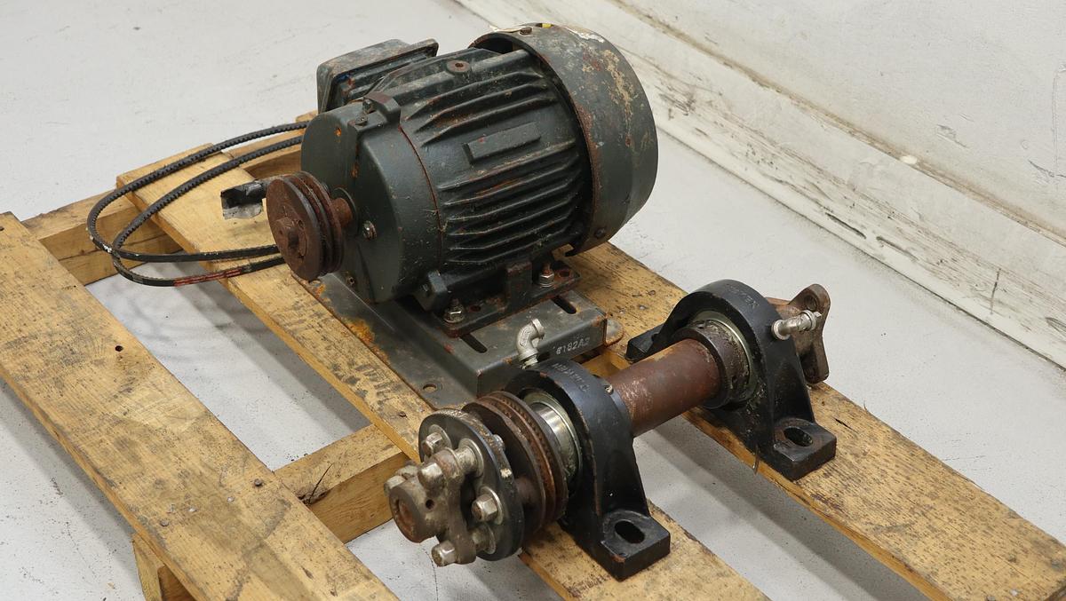 Unused Bird JS24 Vibrating Screen Flexible Coupling Drive Assembly with Shiv and Pillow Block Bearings & A/C Motor #46689