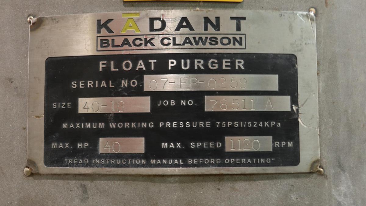 Used Kadant/Black Clawson 40-18 Float Purger With Motor Mount & Toshiba A/C Motor  #46725