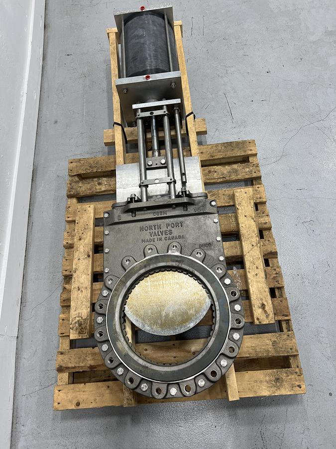 Unused NPV 16" Duco Ser-300 Scavenger  Air Operated Knife Gate Valve #47185