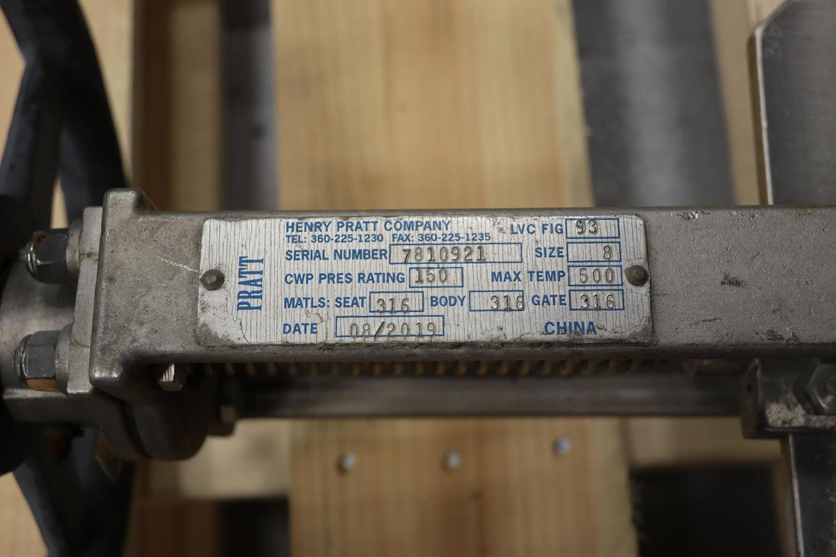 Used Henry Pratt CO. 8" Hand Operated Knife Gate Valve #47699