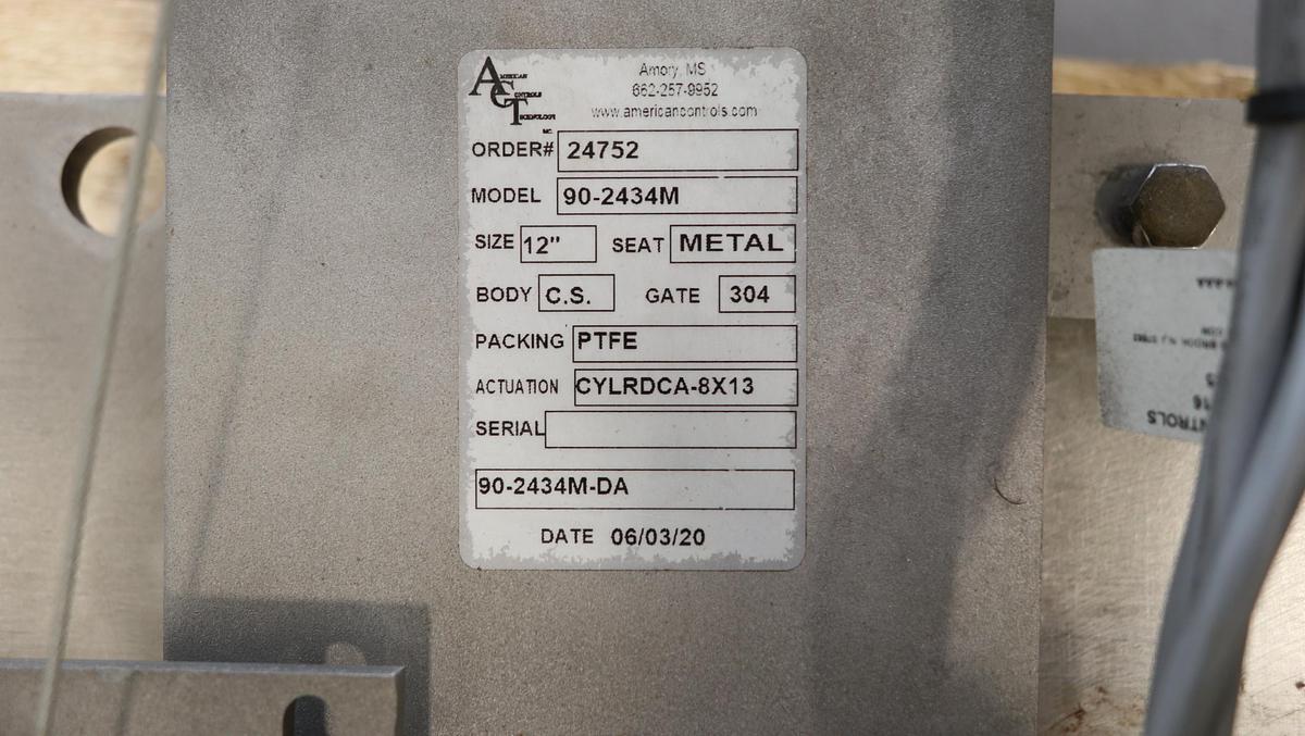 Used American Control Technology 90-2434M 12" Air Operated Knife Gate Valve #46557