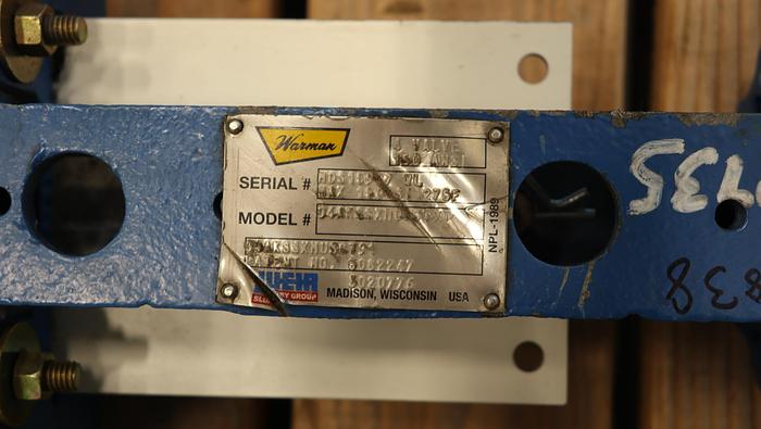 Used WARMAN 4" Hand Operated Knife Gate Slurry Valve #46095