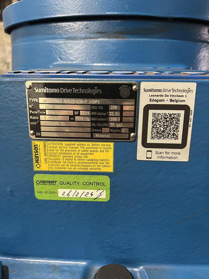 Unused Hansen (2024) QVRJ2-CUN-7 Gear Reducer #47255