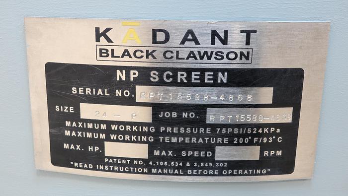 Used Black Clawson 24P Pressure Screen #45217