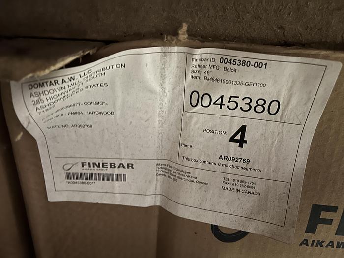 Unused Beloit Jones Dd4000 46" Refiner Plate Set #38584