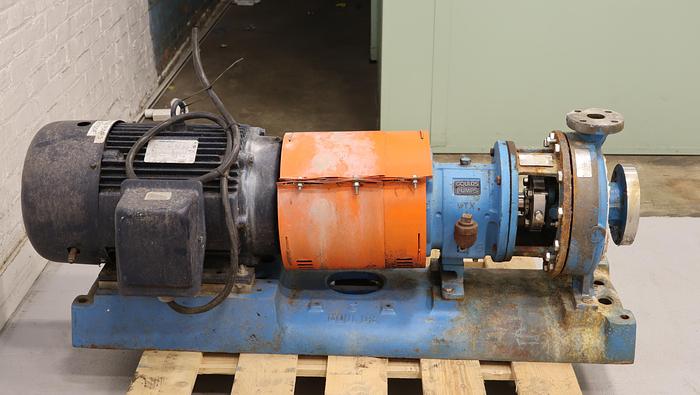 Used GOULDS 3196MTX 1.5x3x10 Pump With Base And Motor #46238