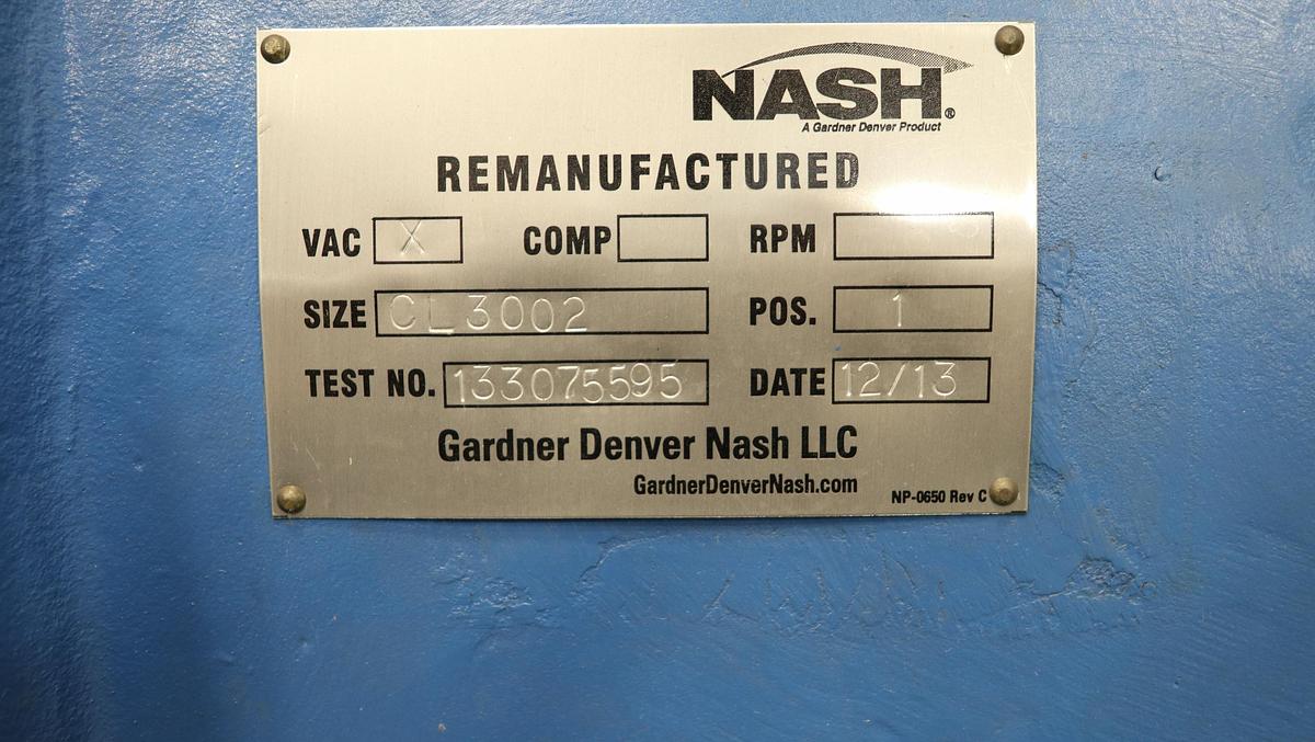 Refurbished Nash CL3002 Vacuum Pump, Rebuilt by Nash  #46867