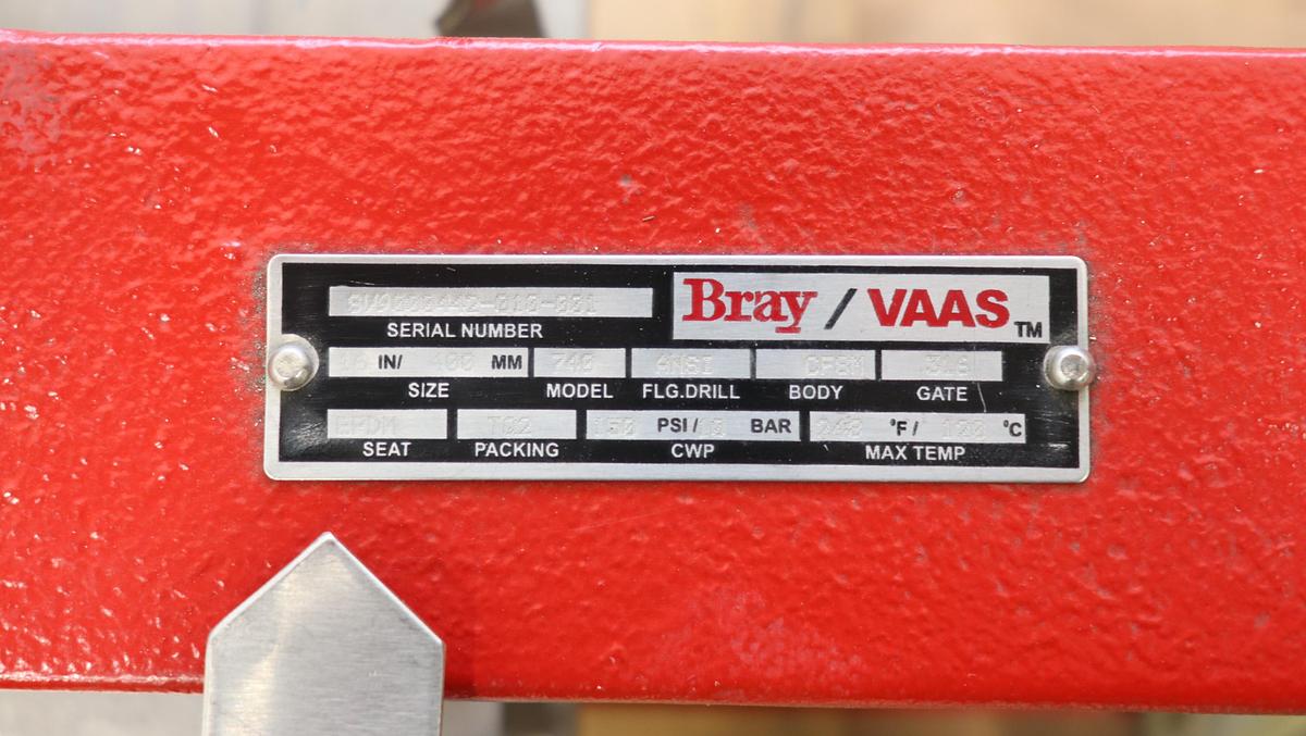 Used Bray/Vaas 16" Air Operated Knife Gate Valve #47062