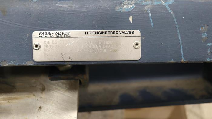 Used Fabri-Valve 8" Hand Operated Knife Gate Valve#45324