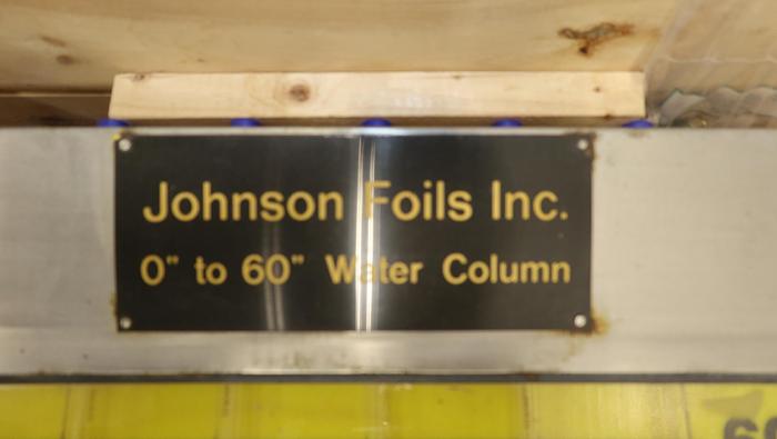 Used JOHNSON FOILS/ANDRITZ 0-60 Inch Water Column Pressure Gauge #46090