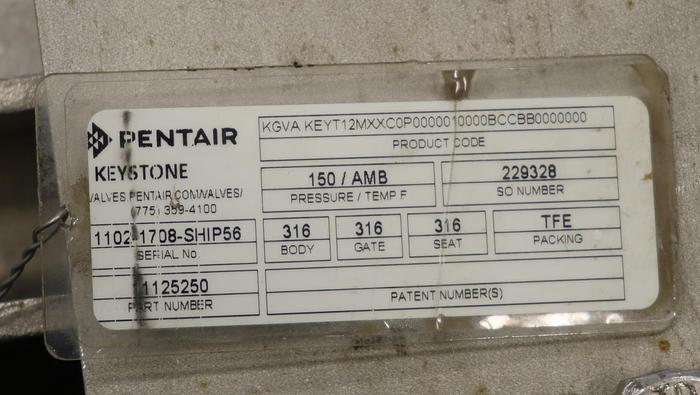 Used Keystone 12" Hand Operated Knife Gate Valve #45935