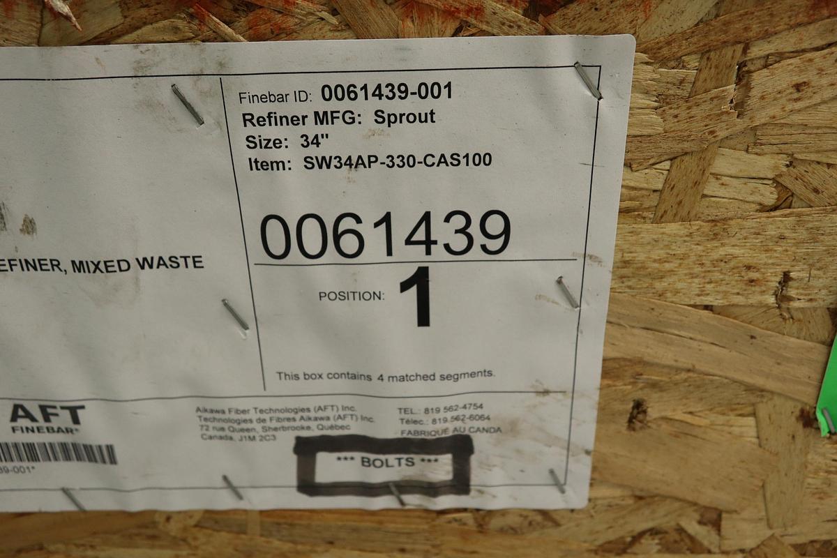 Unused Sprout Waldron AFT 34" Refiner Adapter Plates & Adapter Rings #47434