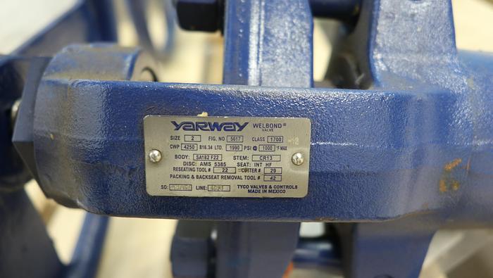 Used YARWAY 2" Hand Operated Control Valve #46098