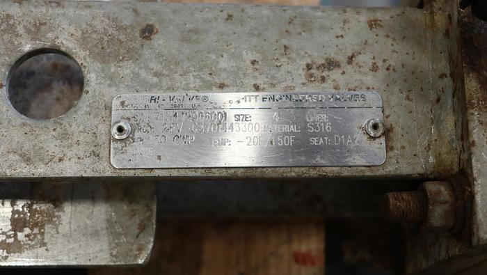 Used Fabri-Valve 4" Air Operated Knife Gate Valve #44996