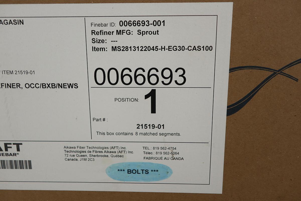 Unused Sprout Waldron AFT MiniSegment 28" Refiner Plates #47433