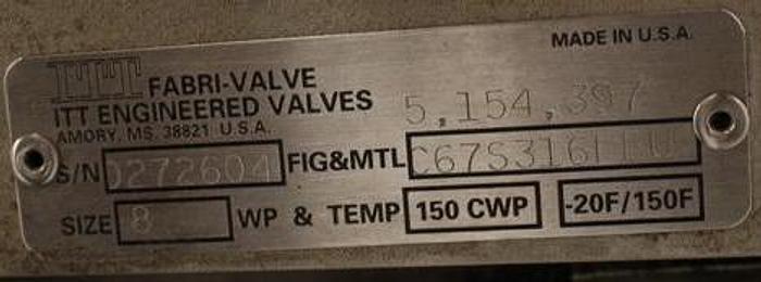 Used Fabri 8" Hand Operated Knife Gate Valve #37625