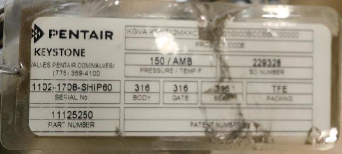 Used Keystone 12" Hand Operated Knife Gate Valve #45932