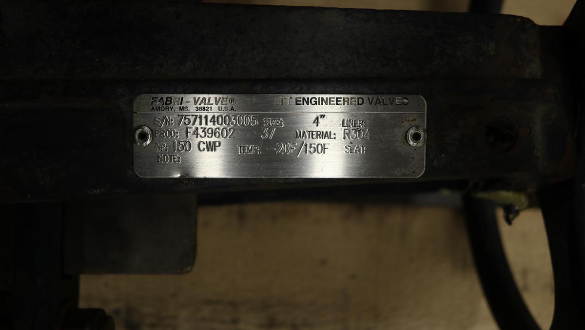 Used Fabri-Valve 4" Hand Operated Knife Gate Valve #46793