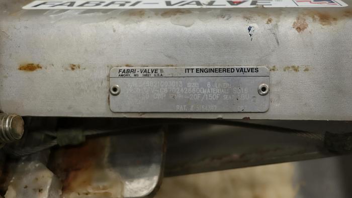 Used Fabri-Valve 6" Hand Operated Knife Gate Valve #46313