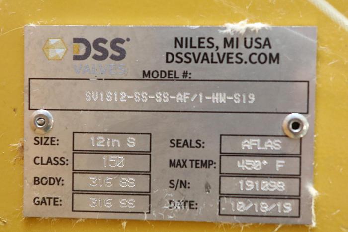 Used DSS 12" Hand Operated Knife Gate Valve #46242