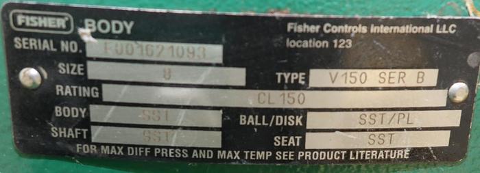Used Fisher 8" V150 Series B Air Operated Vee Ball Valve #46268