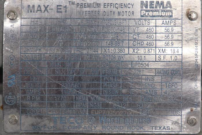 Used TECO AEHH-8N A/C Motor #45793