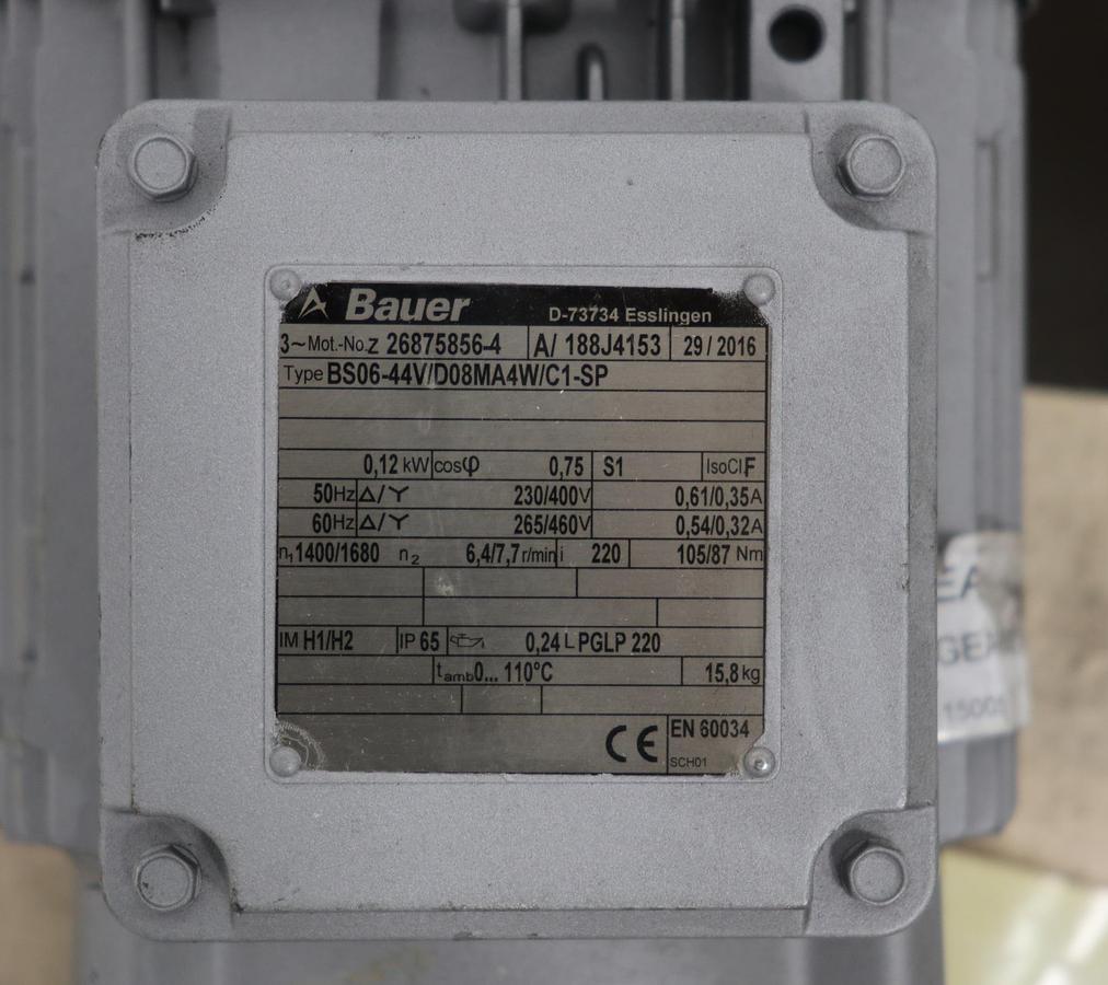 Unused Bauer BS06-44V/D08MA4W/C1-SP Refiner Set-Up A/C Motor #47661