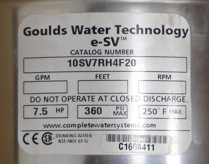 Unused Goulds E-SV ESV 2X2X4-2P-PM 2x2X4 Multi-Stage Pump #45723