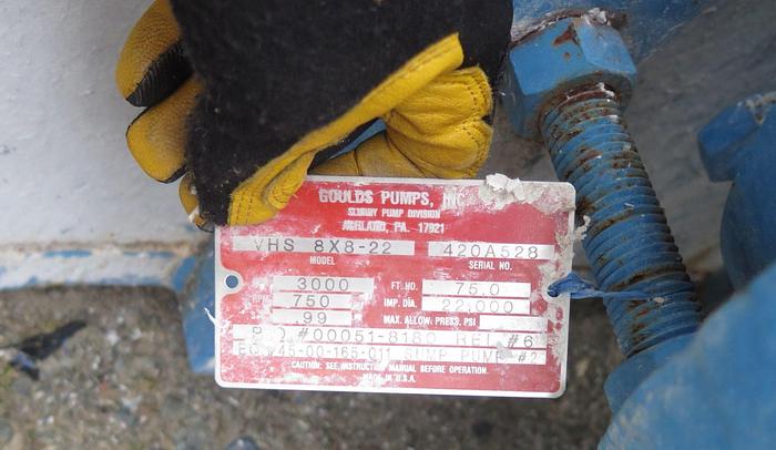 Used Goulds Sump 8x8x22 Pump, 22" Impeller Diameter #41574