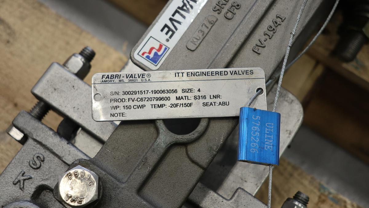 Unused Fabri-Valve 4" Air Operated Knife Gate Valve #47169