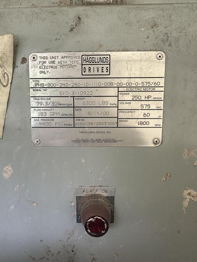 Used Hydraulic Unit for Thune Screw Press #43333