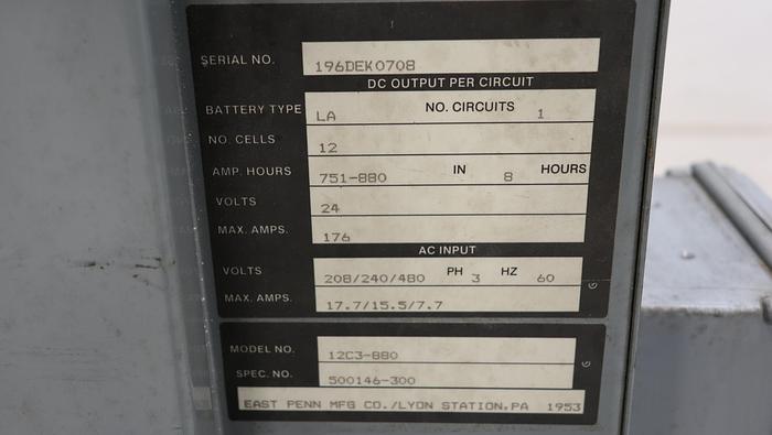 Used Deka 12C3-880 Electric Forklift Charger #45469