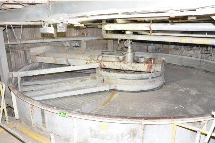 Used KROFTA STAINLESS STEEL 28' DIA X 2' H CLARIFIER WITH ROTARY SCOOP & RIM, BOTTOM DISCHARGE, S/N N/.   #45445