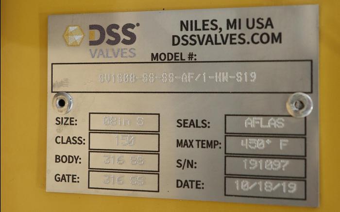 Unused DSS 8" Hand Operated Knife Gate Valve #46003