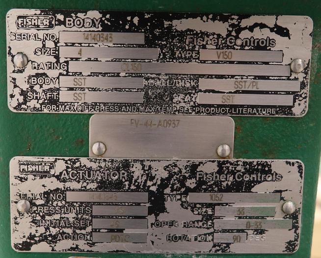 Used Fisher 4" V150 Air Operated Vee Ball Valve #46261