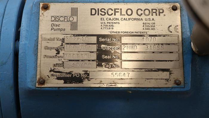 Used DiscFlo 302-10 Pump Power End #44727