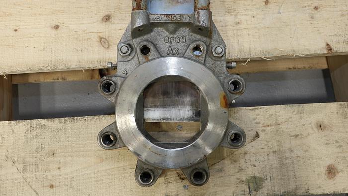 Unused Wey 4" VLC6 Square Air Operated Knife Gate Valve #46344