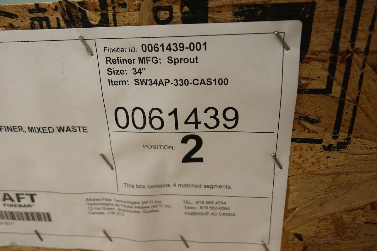 Unused Sprout Waldron AFT 34" Refiner Adapter Plates & Adapter Rings #47434