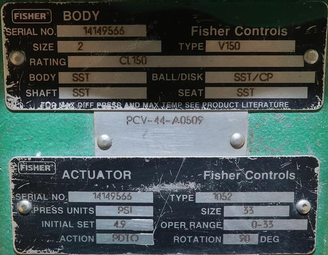 Used Fisher 2" V150 Air Operated Vee Ball Valve #46263