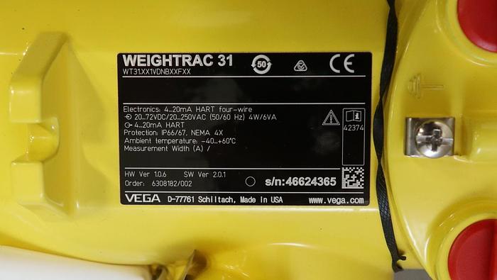 Unused VEGA Weightrac 31 Radiometric Sensor For Mass Flow Detection Assembly #46078