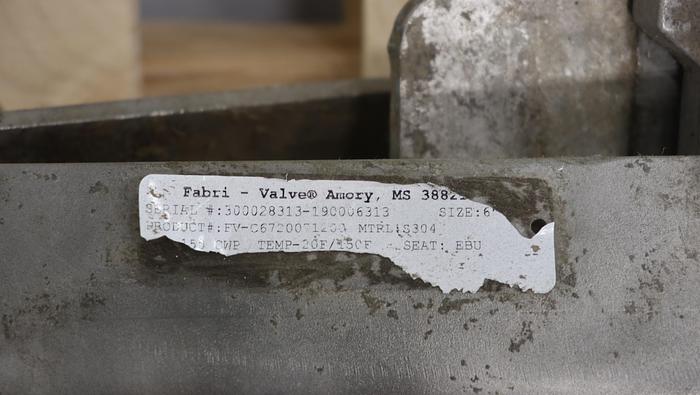 Used Fabri-Valve 6” Hand Operated Knife Gate Valve #45767